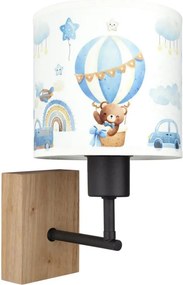 Brilagi - Lampă de perete BOBO WOOD 1xE27/25W/230V stejar/negru/alb/albastru/ursuleți