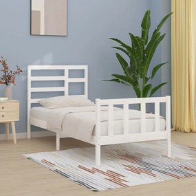 3107599 vidaXL Cadru de pat, alb, 90x200 cm, lemn masiv de pin