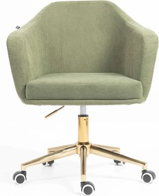 HR832K Scaun Catifea Reiată Premium culoare verde salvie cu Bază Aurie