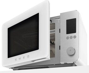 Cuptor cu microunde combinat cu aer cald SMEG Collezione MOC02WHMEU, 900 W, 27 l, 25 de programe, închidere lină, setări personalizate, alb mat