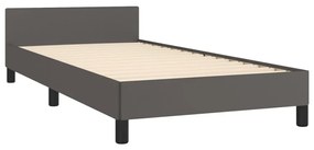 Cadru de pat cu tablie, gri, 90x190 cm, piele ecologica Gri, 90 x 190 cm, Design simplu