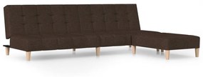 3080539 vidaXL Canapea extensibilă cu taburet, 2 locuri, maro închis, textil