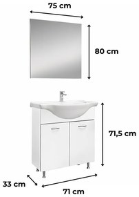 Ruben Prime 75 mobilier de baie complet Alb