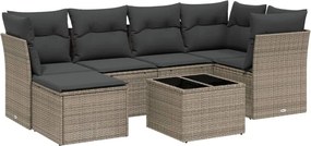 vidaXL Set canapele de grădină cu perne, 7piese gri deschis poliratan