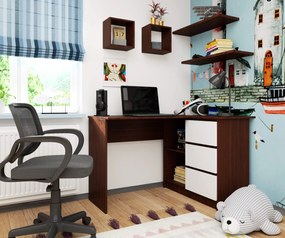 Masă PC de colț Bodhi (wenge + alb) (D). 1068828