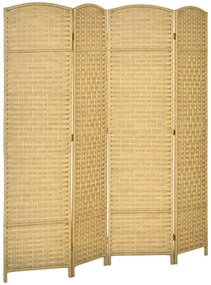 HOMCOM Paravan interior din lemn 4 panouri separator de cameră pliabil pentru sufragerie dormitor 180 x 180 cm lemn natural | Aosom Romania