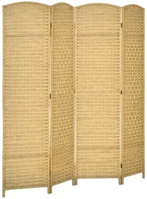 HOMCOM Paravan interior din lemn 4 panouri separator de cameră pliabil pentru sufragerie dormitor 180 x 180 cm lemn natural | Aosom Romania
