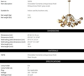 Candelabru design LUX cu brate flexibile Corrientes