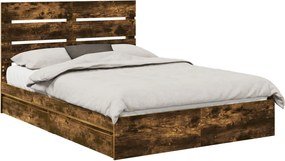 vidaXL Pat cu storage Stejar fumuriu 160 x 200 cm Lemn compozit