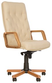 Scaun directorial Cuba Extra, brate din lemn 1.007, piele ecologica, crem