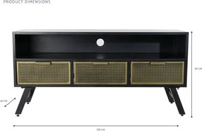 Comoda TV neagra si aurie , din metal " Blacky""