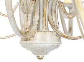 Candelabru alb cu abajururi plisate crem cu 5 lumini - Giuseppe