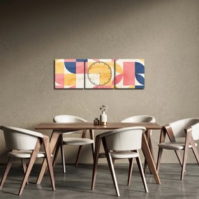Tablou - Abstracție cu modele retro (cu ceas) (90x30 cm)