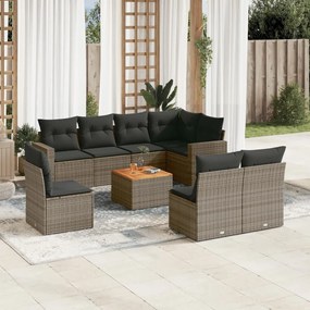vidaXL Set canapele de grădină, 9 piese, cu perne, gri, poliratan
