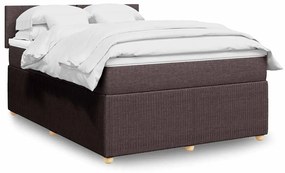 vidaXL Pat box spring cu saltea, maro închis, 140x200 cm, textil