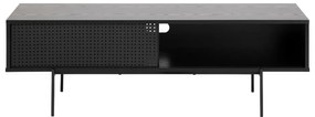 Masă TV neagră cu aspect de lemn de frasin 140x45 cm Angus – Actona