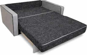 Canapea SAMY NEXT extensibila, 2 locuri, cu lada de depozitare, stofa gri cu negru, cadru metalic, 152x100x92 cm Gri + Negru, stofa