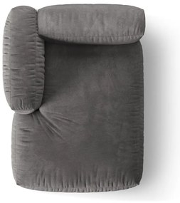 Modul pentru canapea modulară gri cu tapițerie din catifea (cu colț pe partea stângă) Martina – Micadoni