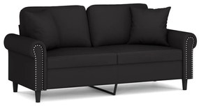 3200950 vidaXL Canapea cu 2 locuri cu pernuțe, negru, 140 cm, catifea
