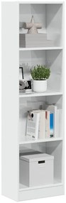 vidaXL Bibliotecă, alb extralucios, 40x24x143 cm, lemn prelucrat