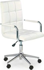 Scaun de birou pentru copii GONZO 2, alb, piele ecologica, 53x60x98/11