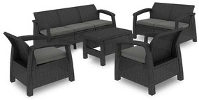 Set de mobilier de grădină Corfu max set, culoare grafit, cu perne gri deschis