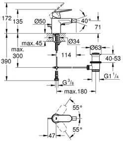 GROHE 32839000 - Baterie pentru bideu EUROSMART COSMOPOLITAN, mărime S, crom lucios
