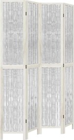 vidaXL Paravan cameră 4 panouri, alb, lemn masiv paulownia