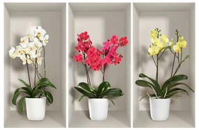 Set 3 autocolante 3D pentru perete Ambiance Orchids