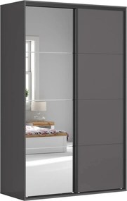 Dulap FLEX, gri grafit, PAL, cu 2 usi si oglinda, 150x66x240 cm