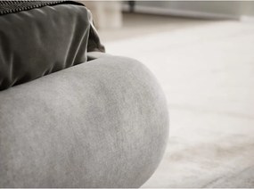 Pat matrimonial grej tapițat cu spațiu de depozitare cu somieră 160x200 cm Maumere – Maison de Rêve