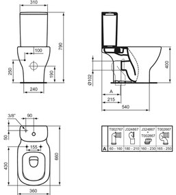 Vas wc stativ Ideal Standard Tesi AquaBlade alb lucios cu rezervor si capac inclus