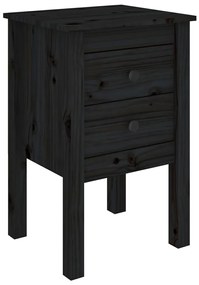 813697 vidaXL Noptieră, negru, 40x35x61,5 cm, lemn masiv de pin