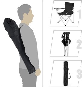 Scaune de camping ROVER, set 2 buc., negru SongmicsHome