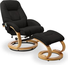 Fotoliu recliner MATADOR, piele ecologica neagra, 71x76x103 cm