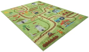 BAMBINO 50200 covor lavabil Sat, străzi pentru copii anti-alunecare - verde / maro