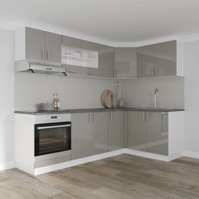 Set haaus V34, Gri Lucios/Alb, MDF, Blat Thermo 28 mm, L 240 x 140 cm