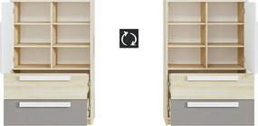 Comodă Jowiza 07 cu sertare 92 cm - fag fjord / alb / gri platină