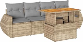 vidaXL Set canapele de grădină cu perne, 5 piese, bej, poliratan