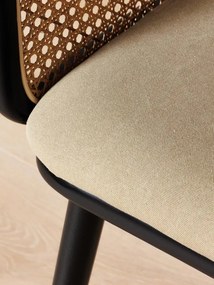 Scaun dining, din bumbac si rattan, Cleopatra