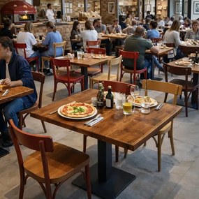 Masa din MDF, patrata texturata, Homs, nuc-negru, 80x80x75 cm, A0110