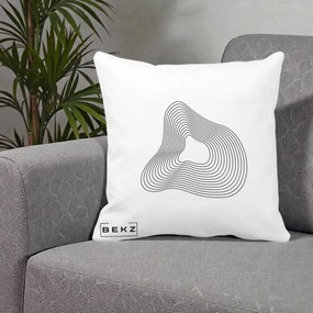 Perna Decorativa Abstract Linii Organice, 40x40 cm, Alba Mata, Husa Detasabila, Perna Inclusa, BEKZ®