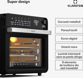 Klarstein Air Glaze Digital friteuză cu aer cald, 2100 W, 16 programe, aplicație, 34 litri, include set de accesorii