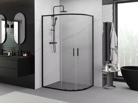 Mexen Exo cabină de duș semicirculară asimetrică de tip culisant 90 x 80 cm, transparent, negru - 8132-090-080-70-00