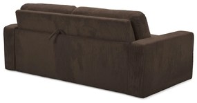 Canapea maro extensibilă cu tapițerie din catifea reiată 195 cm Nona – Makamii