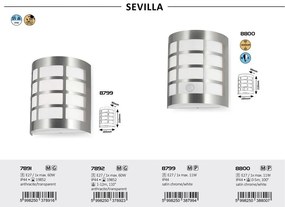 Aplica cu senzor de miscare, iluminat exterior design modern Sevilla crom satin