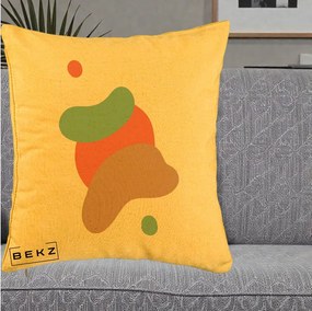 Perna Decorativa Abstract Forme Fluide Coral, 40x40 cm, Galben, Husa Detasabila, Perna Inclusa, BEKZ®