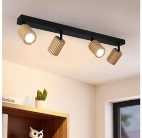 Brilagi - Spot MODERN WOOD 4xGU10/8W/230V lemn de cauciuc/negru