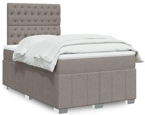 vidaXL Pat box spring cu saltea, gri taupe, 120x200 cm, textil