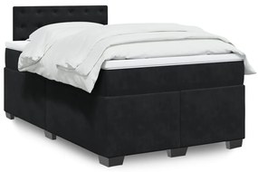 vidaXL Pat box spring cu saltea, negru, 120x200 cm, catifea